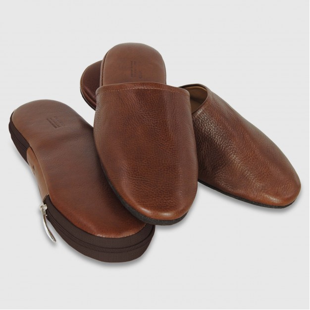 Travel Slippers in Italian leather