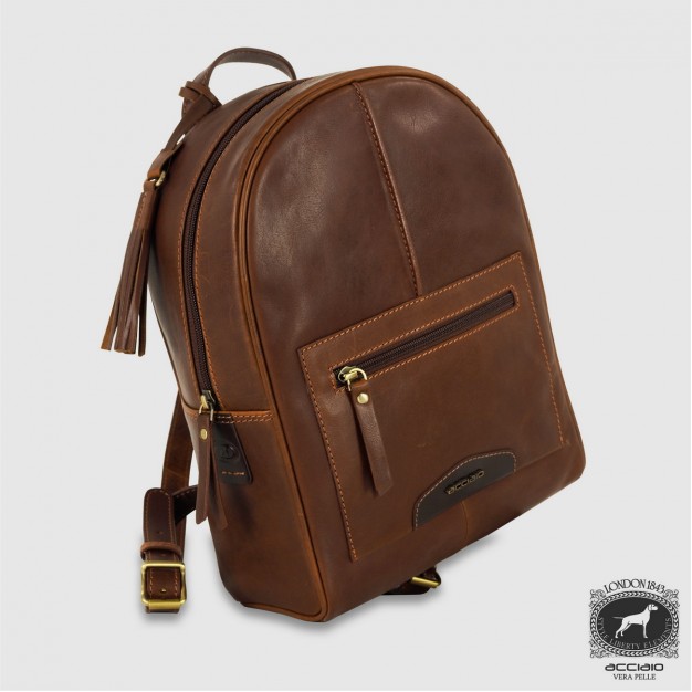 Women's backpack in leather Victoria Chestnut