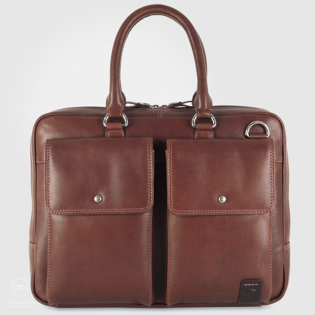 Borsa da lavoro porta pc 15" in pelle cuoio marrone