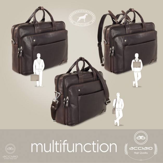 Borsa Zaino porta pc in pelle cuoio marrone