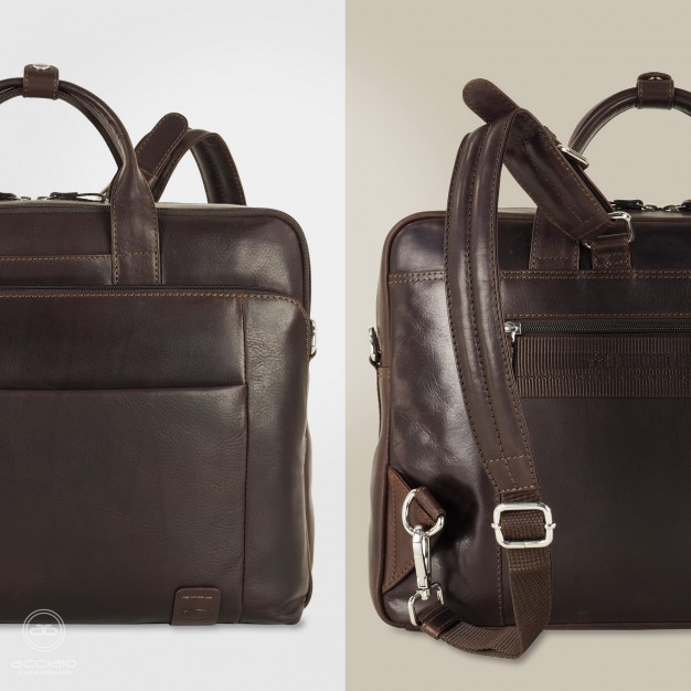 Borsa Zaino porta pc in pelle cuoio marrone