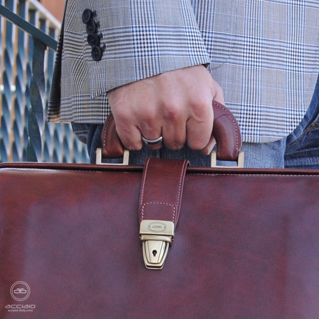 Borsa da medico in pelle cuoio Marrone/Castagno