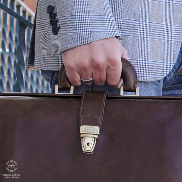 Borsa da medico in pelle cuoio Marrone/Moka