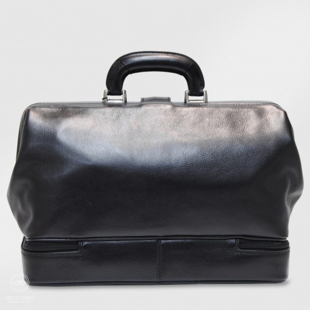 Borsa da medico in pelle Toscana cuoio Nero
