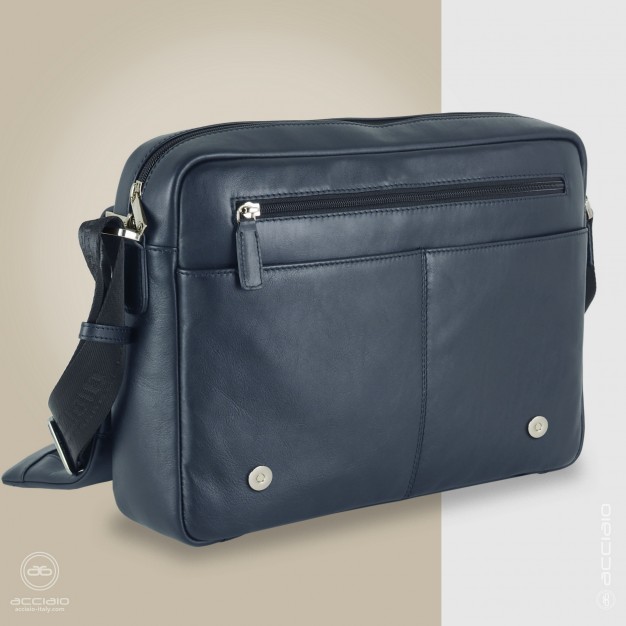Shoulder bag messenger 14" Metro leather Blue Navy