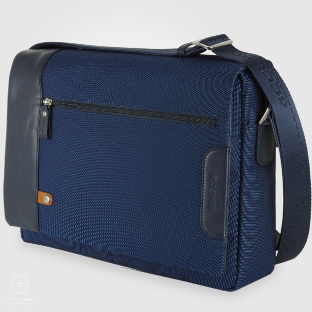 Shoulder bag messenger 14" Metro fabric/leather Blue