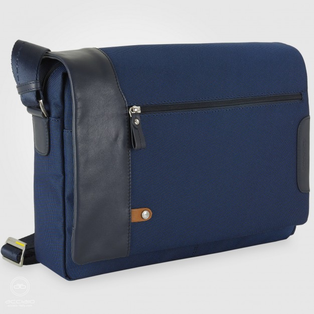 Shoulder bag messenger 14" Metro fabric/leather Blue