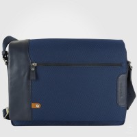 Shoulder bag messenger 14" Metro fabric/leather Blue Navy