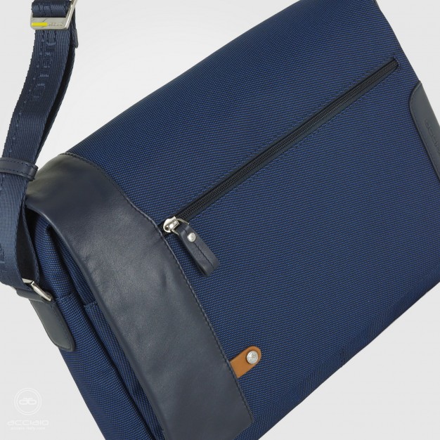 Shoulder bag messenger 14" Metro fabric/leather Blue