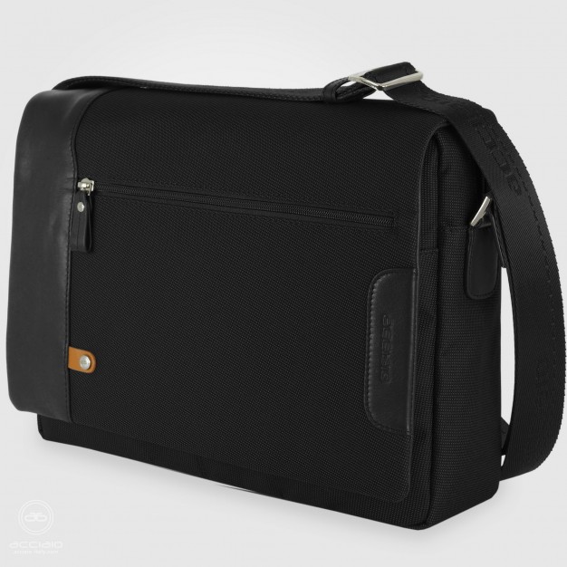 Shoulder bag messenger 14" Metro fabric/leather Black
