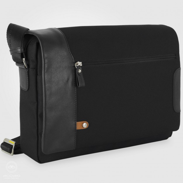 Shoulder bag messenger 14" Metro fabric/leather Black