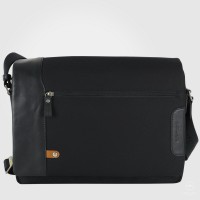 Shoulder bag messenger 14" Metro fabric/leather Black