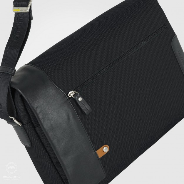 Shoulder bag messenger 14" Metro fabric/leather Black