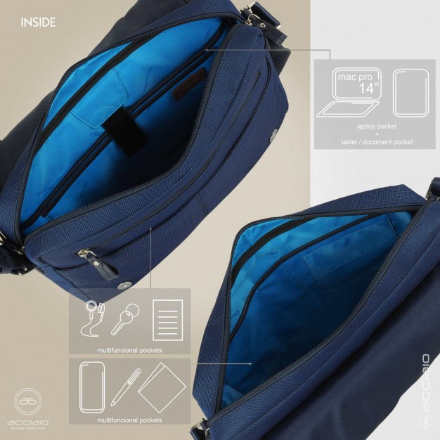 Shoulder bag messenger 14" Metro fabric/leather Black