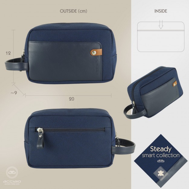Borsello a mano largo pochette uomo 8" Blu