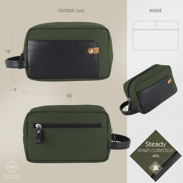 Borsello a mano largo pochette uomo 8" Verde