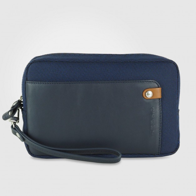 Men's wrist bag Blue pochette wristlet clutch 8"