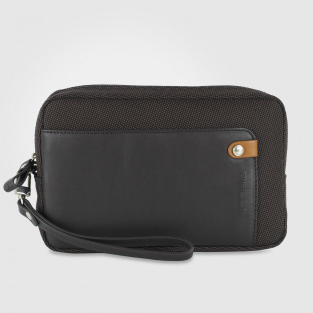 Men's wrist bag Brown pochette wristlet clutch 8"