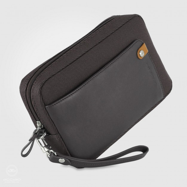 Men's wrist bag Brown pochette wristlet clutch 8"