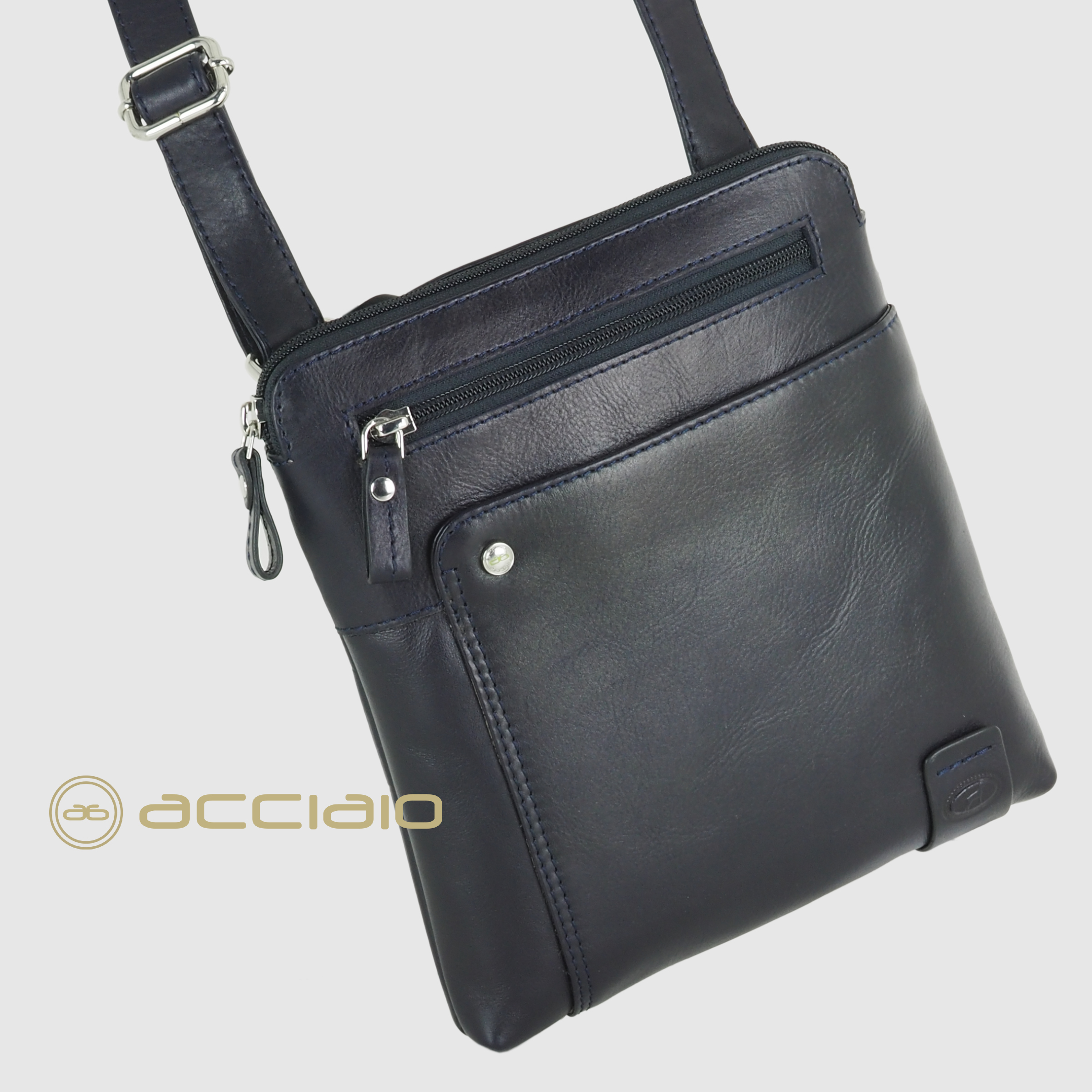 JASLEN Borsello Uomo In Vera Pelle Impermeabile, Tracolla Regolabile, Dimensioni 18x22x6 Cm, Marrone
