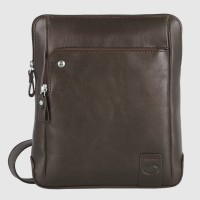 Men's shoulder bag in leather Kensington Moka