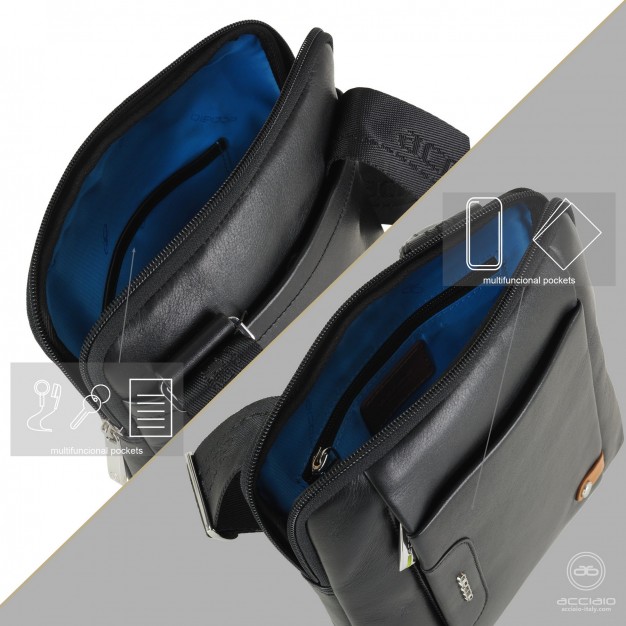 Men's shoulder bag "Sharp" in leather Blue