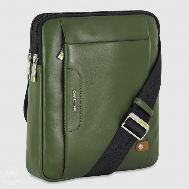Borsello uomo porta iPad doppio vano Fusion in pelle Verde