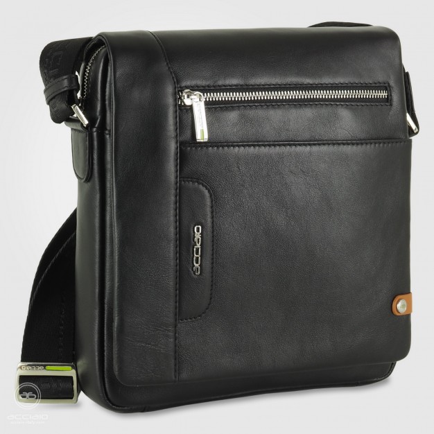 Borsello uomo con patta largo in pelle Nero