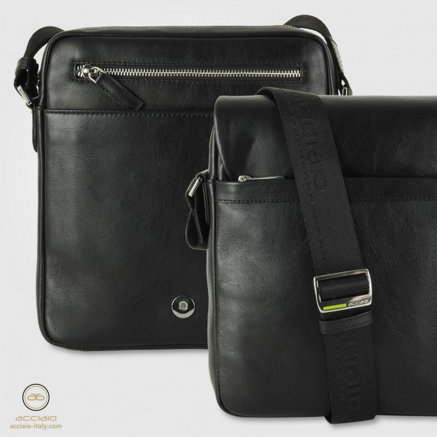 Borsello uomo con patta largo in pelle Nero