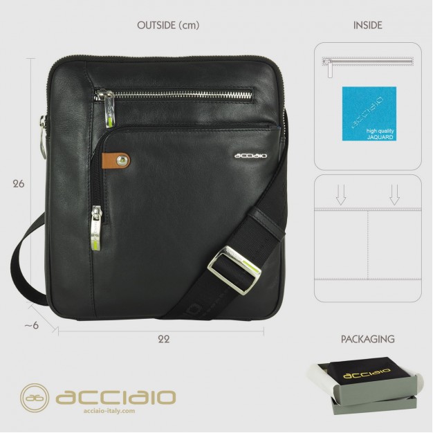 Men's shoulder bag "Echo" leather Black