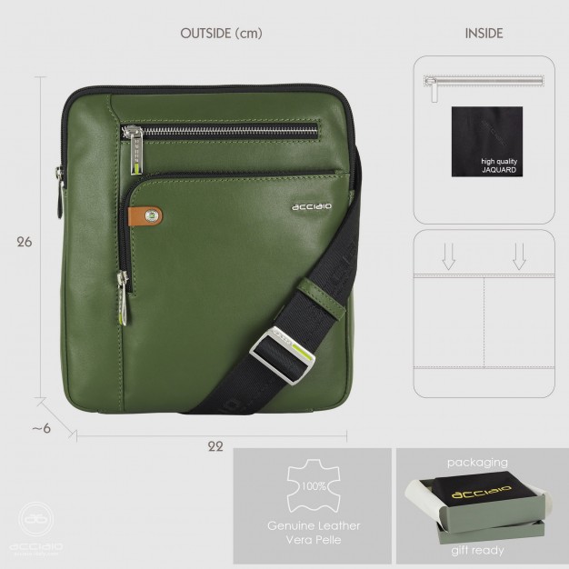 Men's shoulder bag "Echo" leather Green
