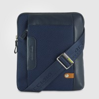 Men's shoulder bag "Sharp" in fabric and leather Navy Blue