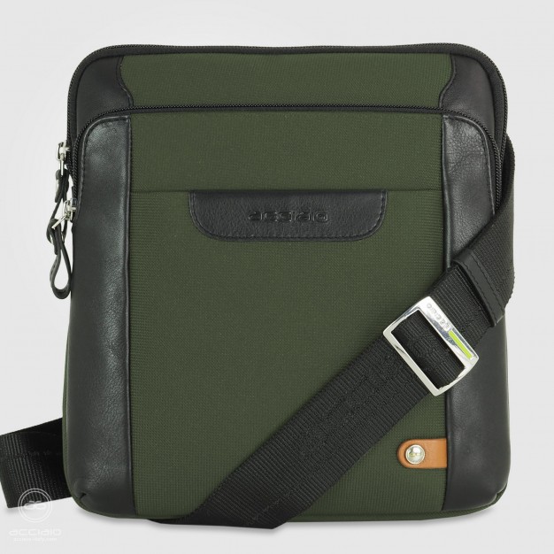 Men's shoulder bag "Smash" in fabric and leather Green
