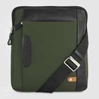 Borsello uomo porta iPad doppio vano Fusion in tessuto e pelle Verde