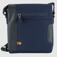 Men's shoulder bag with flap "Shift" fabric/leather Navy Blue