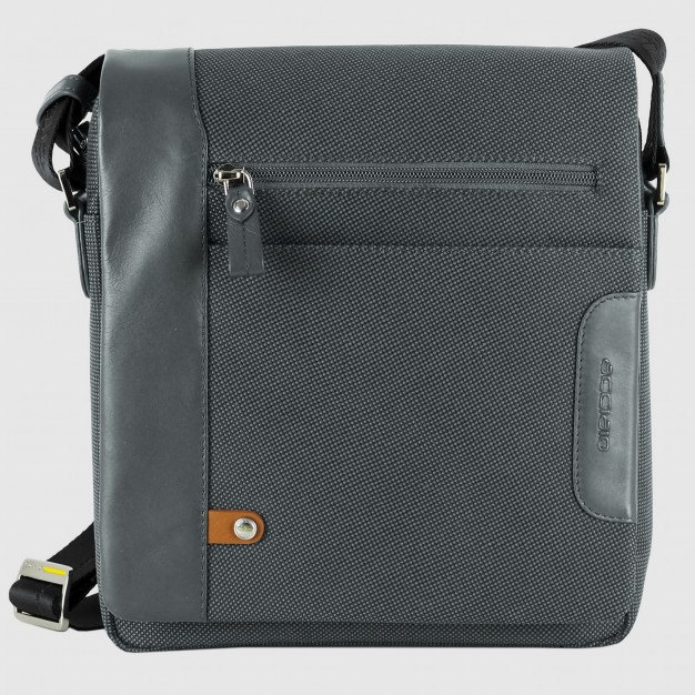 Men's shoulder bag with flap " Shift " fabric/leather Grey