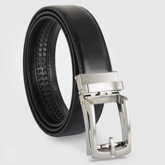 Cintura uomo automatica con auto-lock in pelle Nera Cintura uomo automatica con auto-lock in pelle Nera