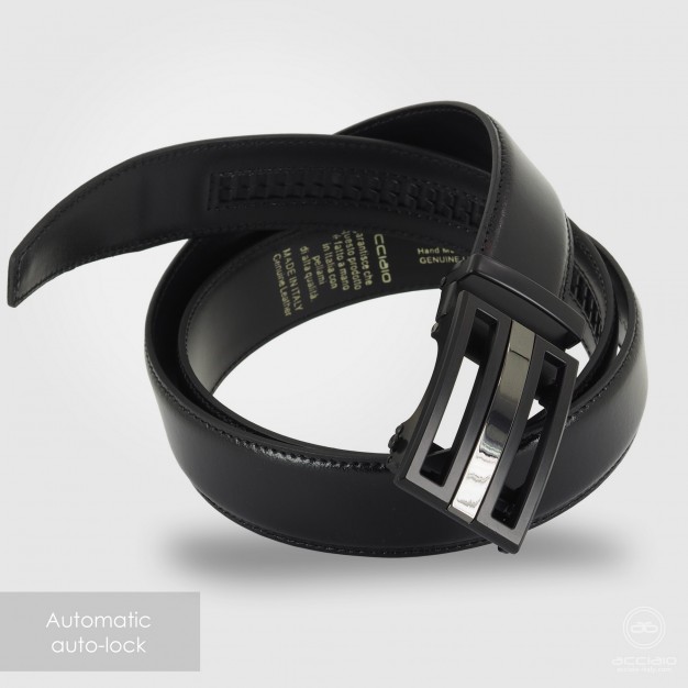 Cintura uomo automatica con auto-lock in pelle Nera