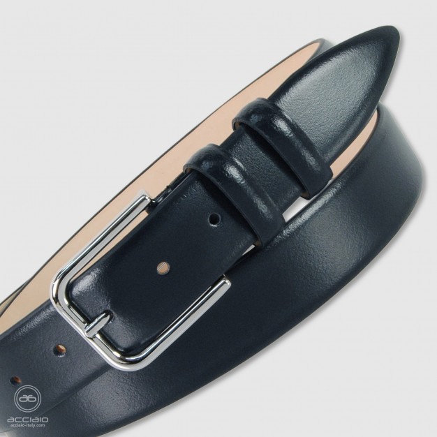 Cintura elegante da uomo senza cuciture in pelle blu | Acciaio