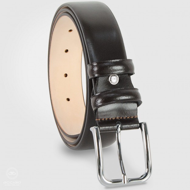 Cintura elegante da uomo senza cuciture in pelle marrone | Acciaio