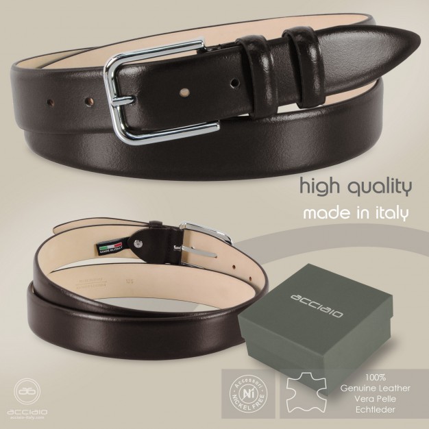 Cintura elegante da uomo senza cuciture in pelle marrone | Acciaio