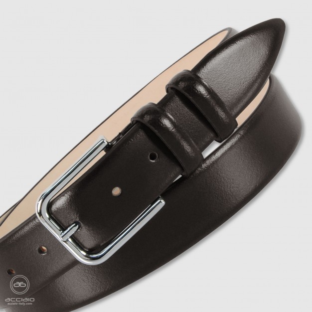 Cintura elegante da uomo senza cuciture in pelle marrone | Acciaio