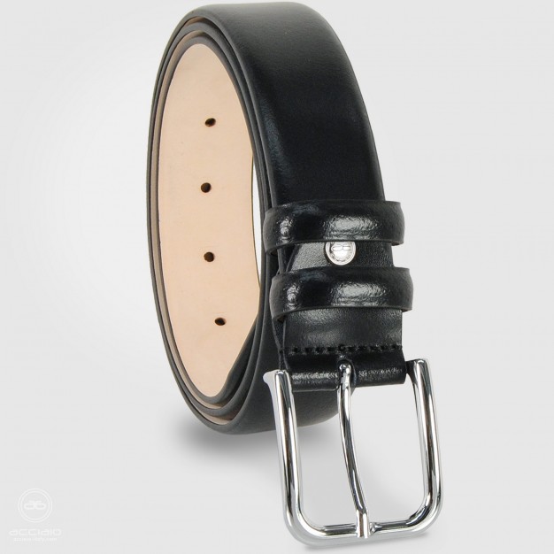 Cintura elegante da uomo senza cuciture in pelle nera | Acciaio