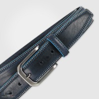 Cintura in cuoio Nevada Blu con bordi celesti