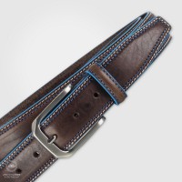 Belt in cowhide Nevada Brown leather with Black edges