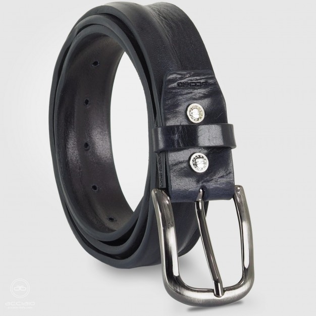 Cintura uomo in cuoio plissé Blu