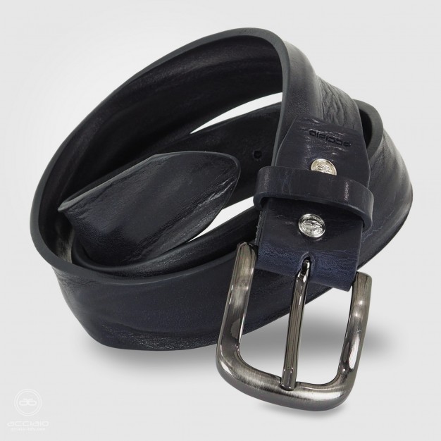 Cintura uomo in cuoio plissé Blu