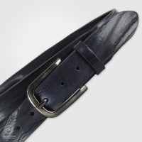 Cintura in Cuoio Plissé 3,5cm Blu