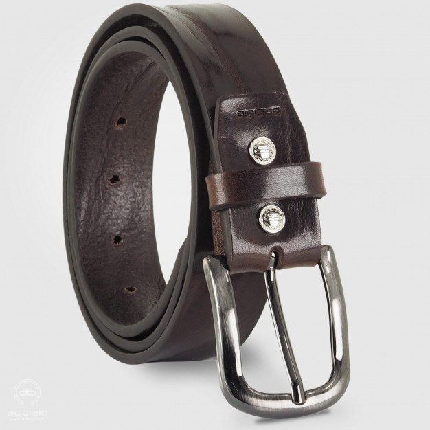 Cintura uomo in cuoio plissé Marrone