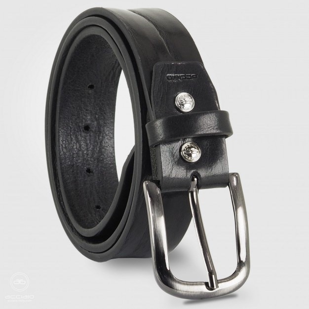 Cintura uomo in cuoio plissé Nero